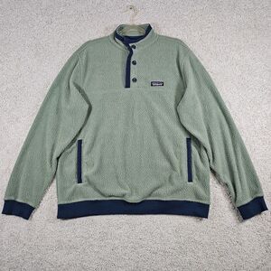 PATAGONIA Shearling Button Fleece Pullover Size‎ L Green Earthy Nature Outdoors